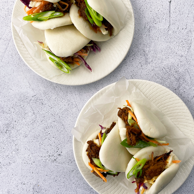 Bao Buns w/ Soy Peanut Sesame Chicken