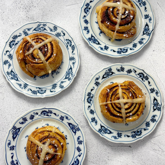 Bake-at-Home Hot Cross Cinnamon Rolls